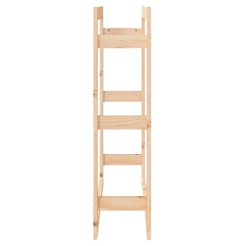 Firewood Rack Natural Solid Wood Pine Log Storage 80x25x100 cm Fireplace Wood Holder