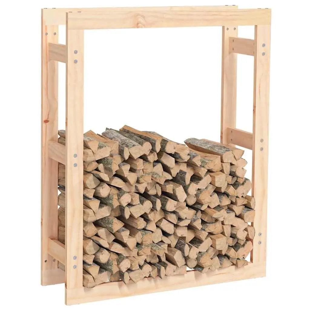 Firewood Rack Natural Solid Wood Pine Log Storage 80x25x100 cm Fireplace Wood Holder