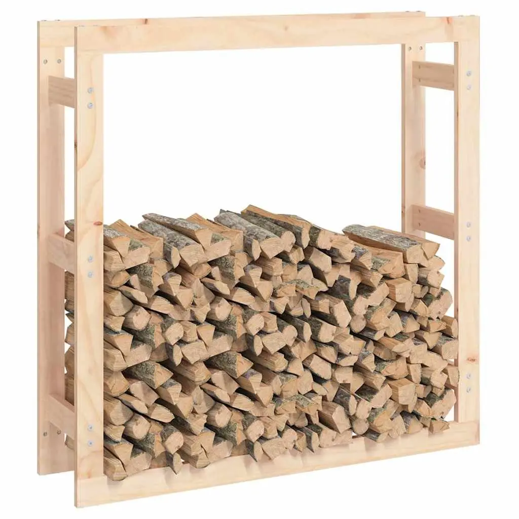 Firewood Rack Natural Solid Wood 100x25x100cm Log Storage Stand