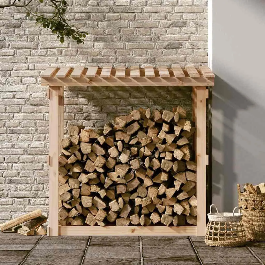 Firewood Rack Log Storage Holder Solid Pine Wood Fireplace Accessory