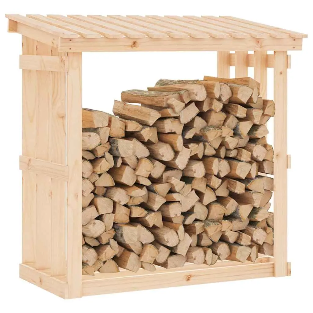 Firewood Rack Log Storage Holder Solid Pine Wood Fireplace Accessory