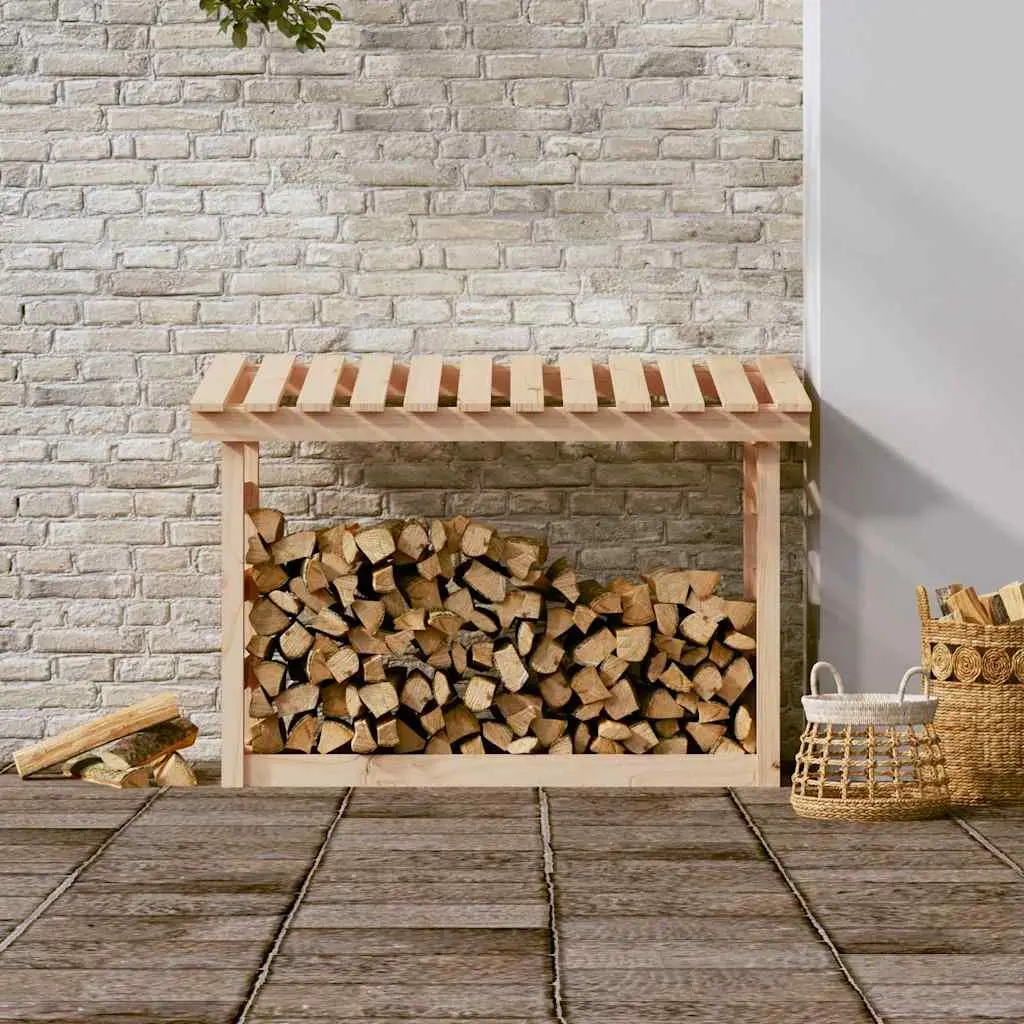 Firewood Rack Natural Solid Pine Wood 108x64.5x78 cm Elevated Log Storage