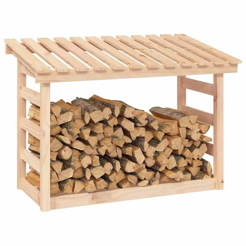 Firewood Rack Natural Solid Pine Wood 108x64.5x78 cm Elevated Log Storage