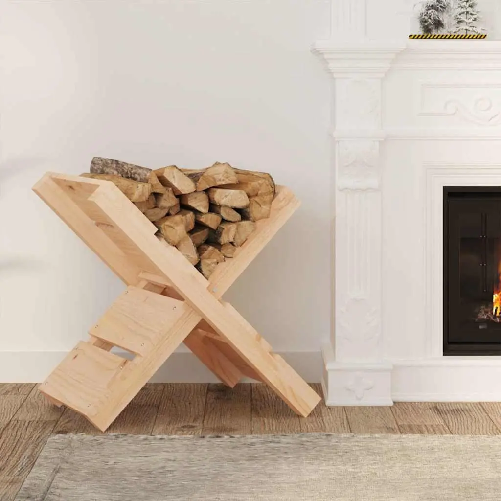 Solid Wood Log Holder Firewood Rack Storage Stand Natural Pine 47x39.5x48cm