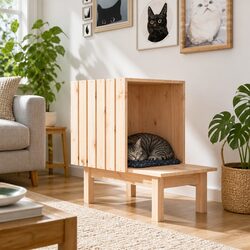 Cat House, Solid Pine Wood, 60x36x60 cm
