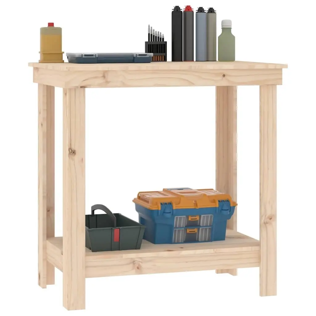 Work Bench Brown 80x50x80 cm Solid Wood Pine Storage Table