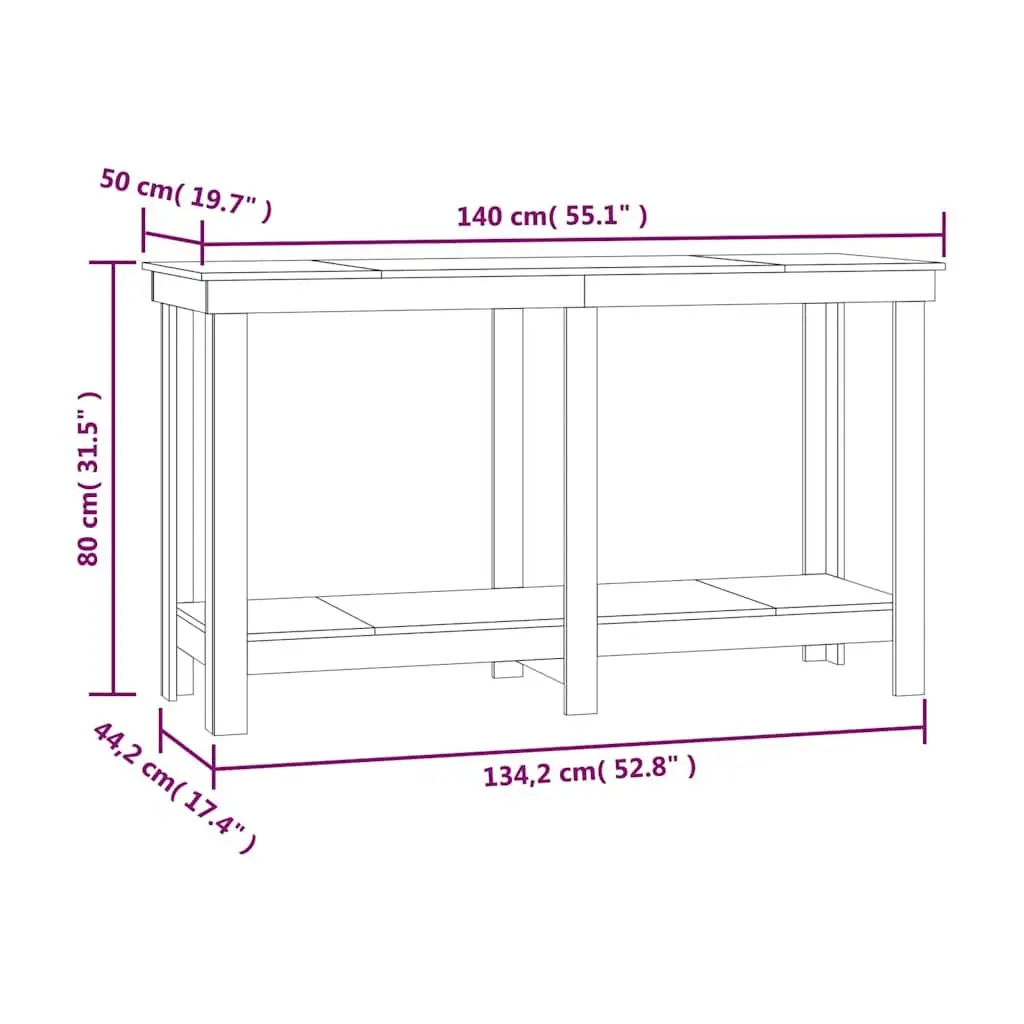 Work Bench Solid Wood Brown 140x50x80 cm Sturdy Frame for Garage Storage