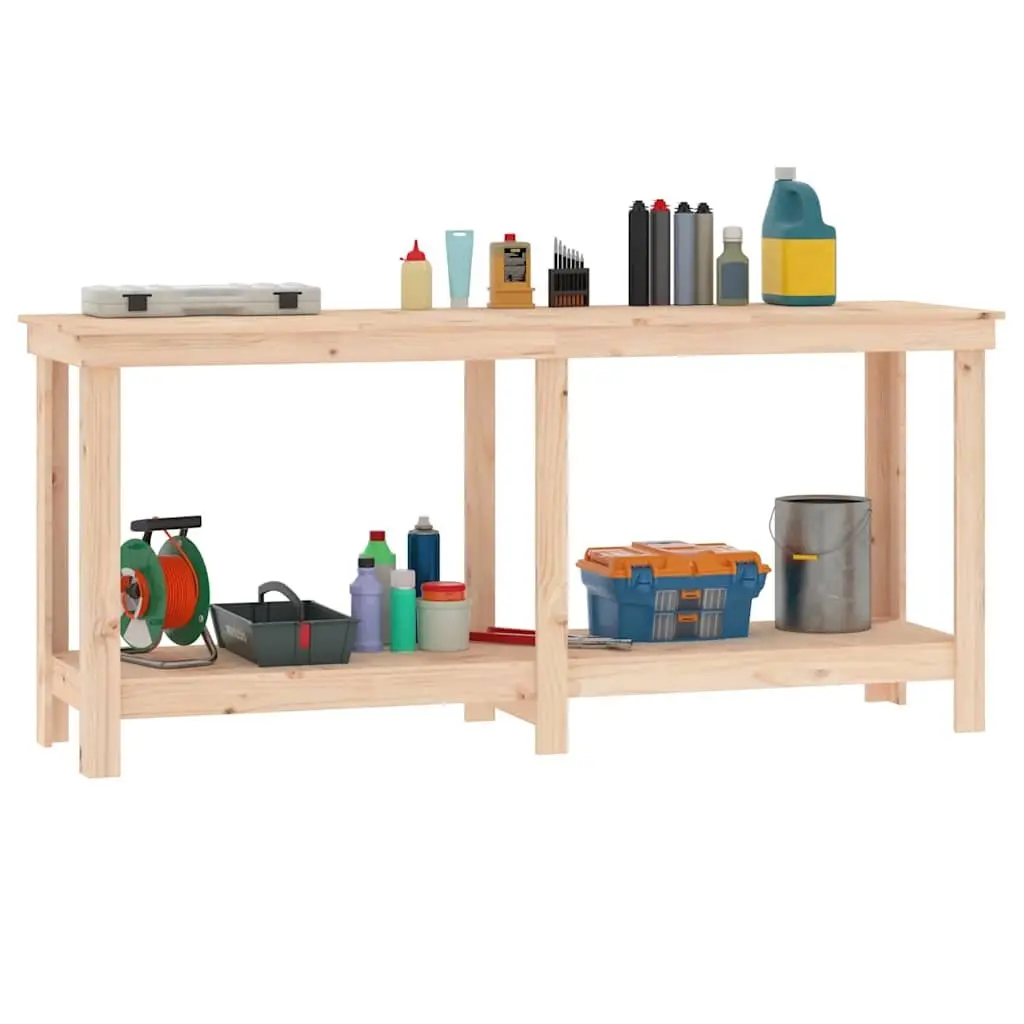 Work Bench Brown 180x50x80 cm Solid Wood Pine Storage Shelves