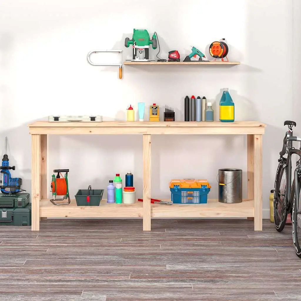 Work Bench Brown 180x50x80 cm Solid Wood Pine Storage Shelves