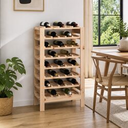Compact and Stylish Wooden Wine Rack for Home Use