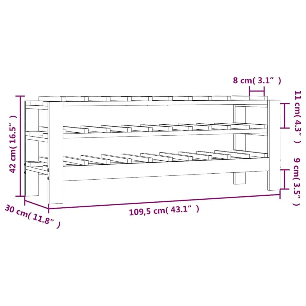 Solid Wood Wine Rack 109.5x30x42 cm Storage Cabinet Brown Pine Furniture