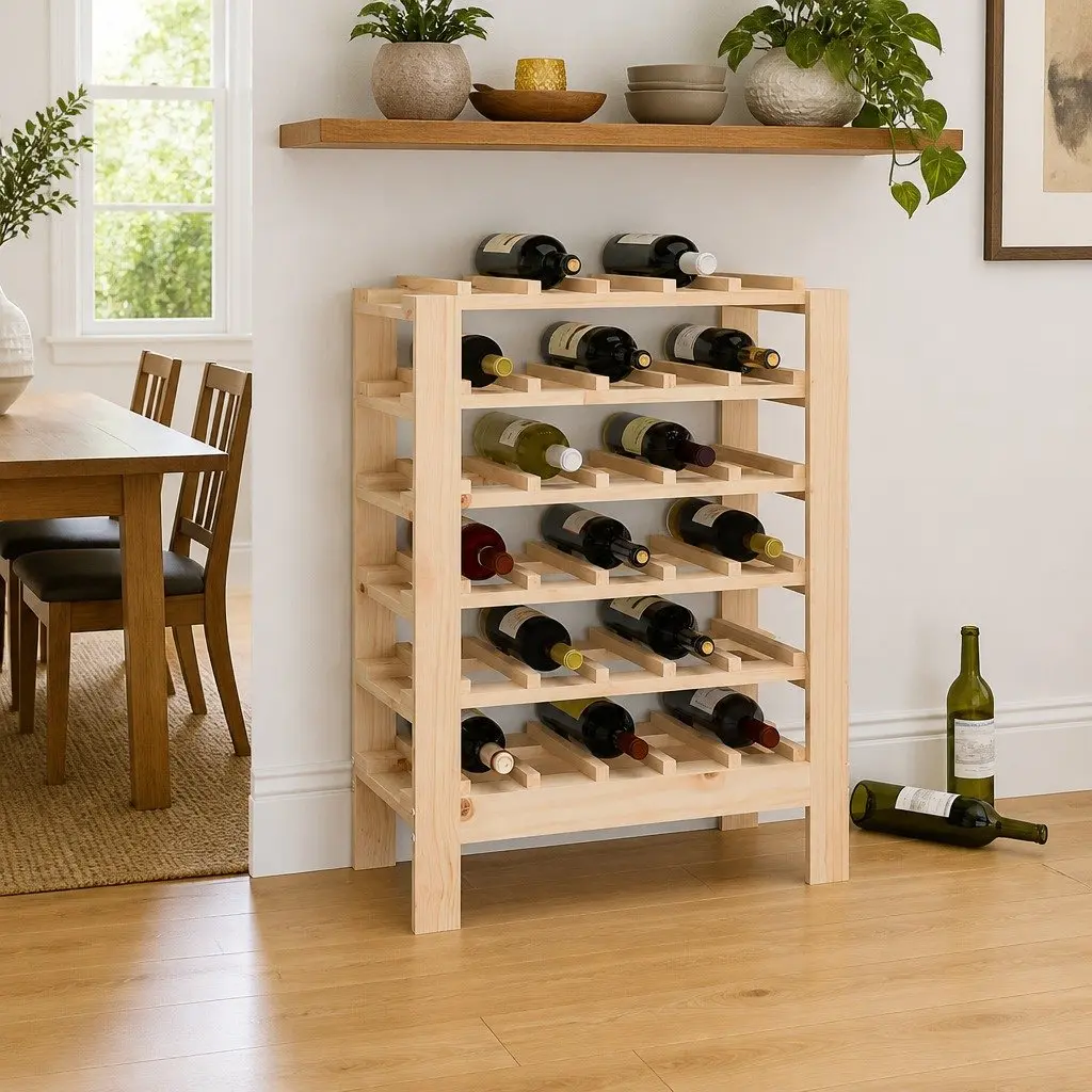 Wine Rack Storage Cabinet Brown 61.5x30x82 cm Solid Pine Wood Display Holder