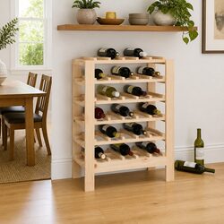 Wine Rack Storage Cabinet 61.5x30x82 cm Solid Pine Wood Brown Display Holder