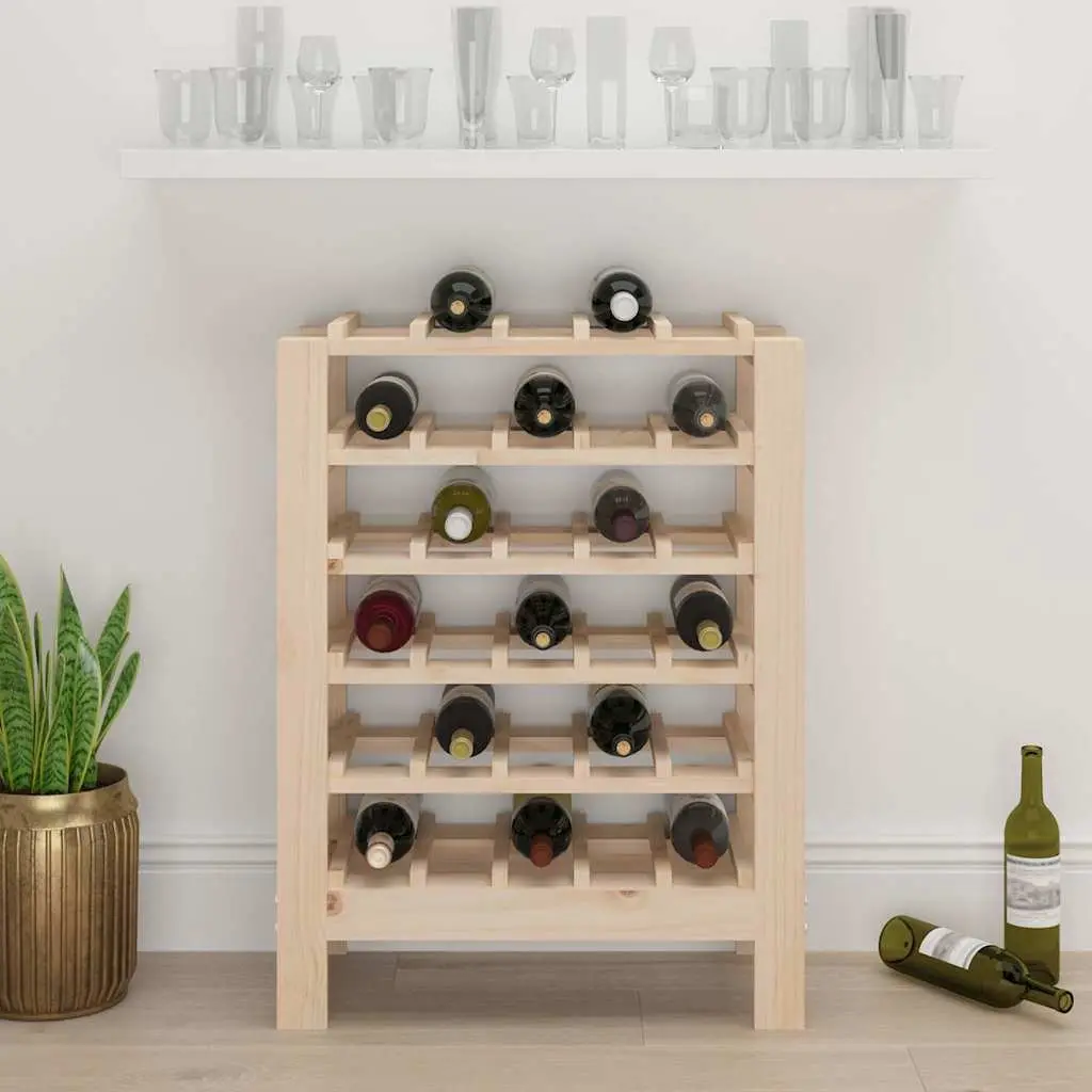 Wine Rack Storage Cabinet Brown 61.5x30x82 cm Solid Pine Wood Display Holder
