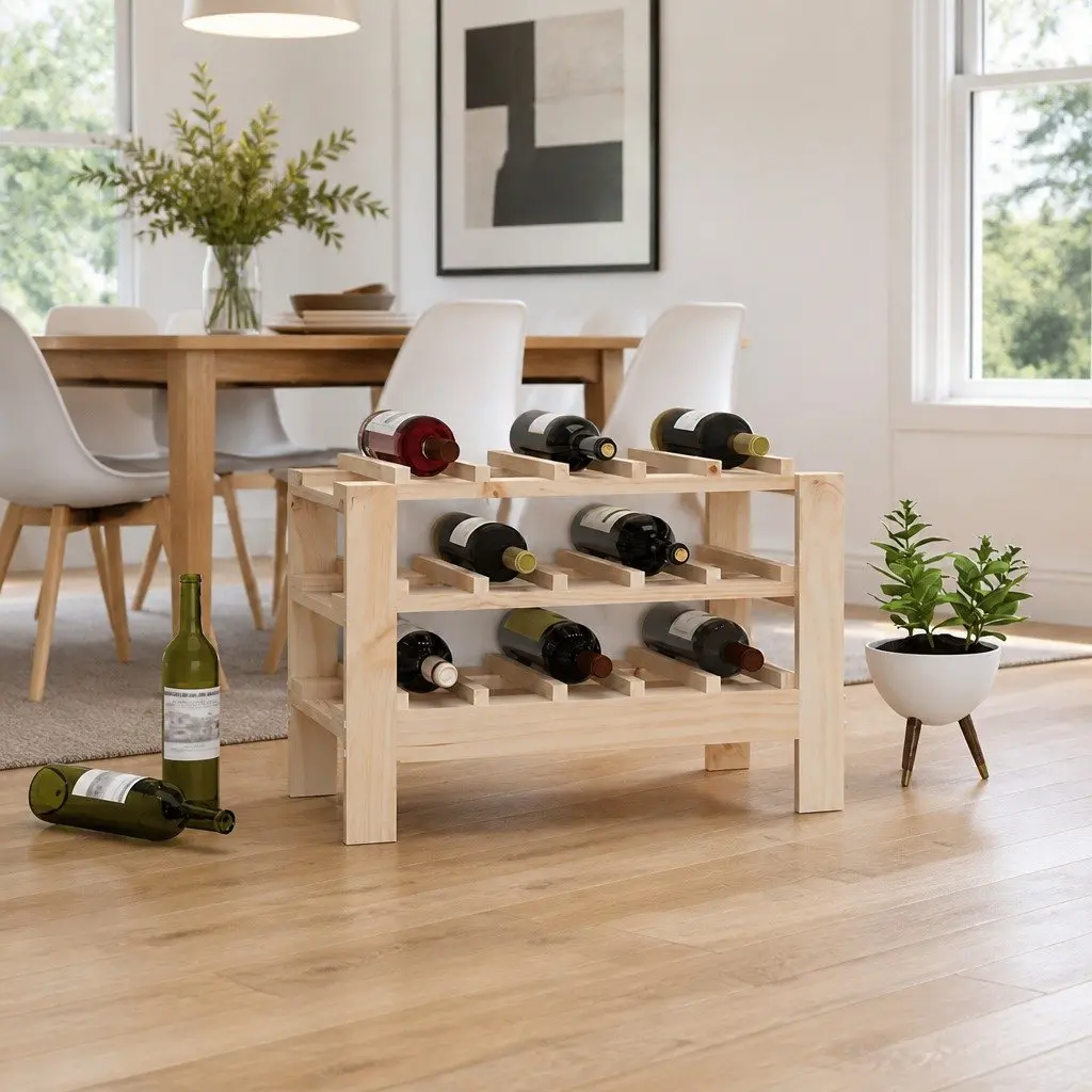 Wooden Wine Rack Brown 61.5x30x42 cm Solid Pine Bottle Holder