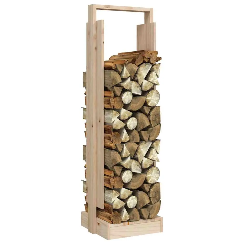 Log Holder Brown Solid Pine Wood Indoor Firewood Storage Rack