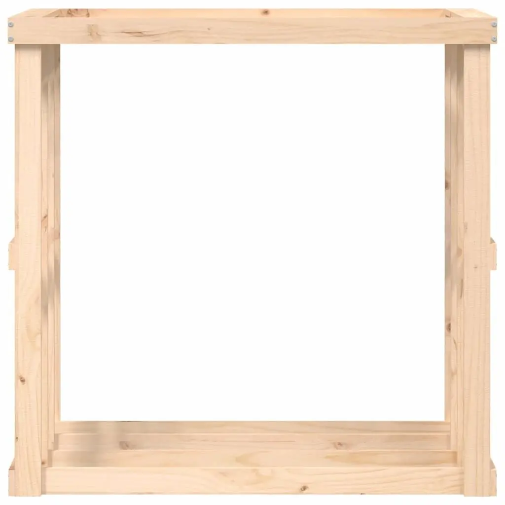 Log Holder Brown Solid Pine Wood Outdoor Storage Stand with Planter Display