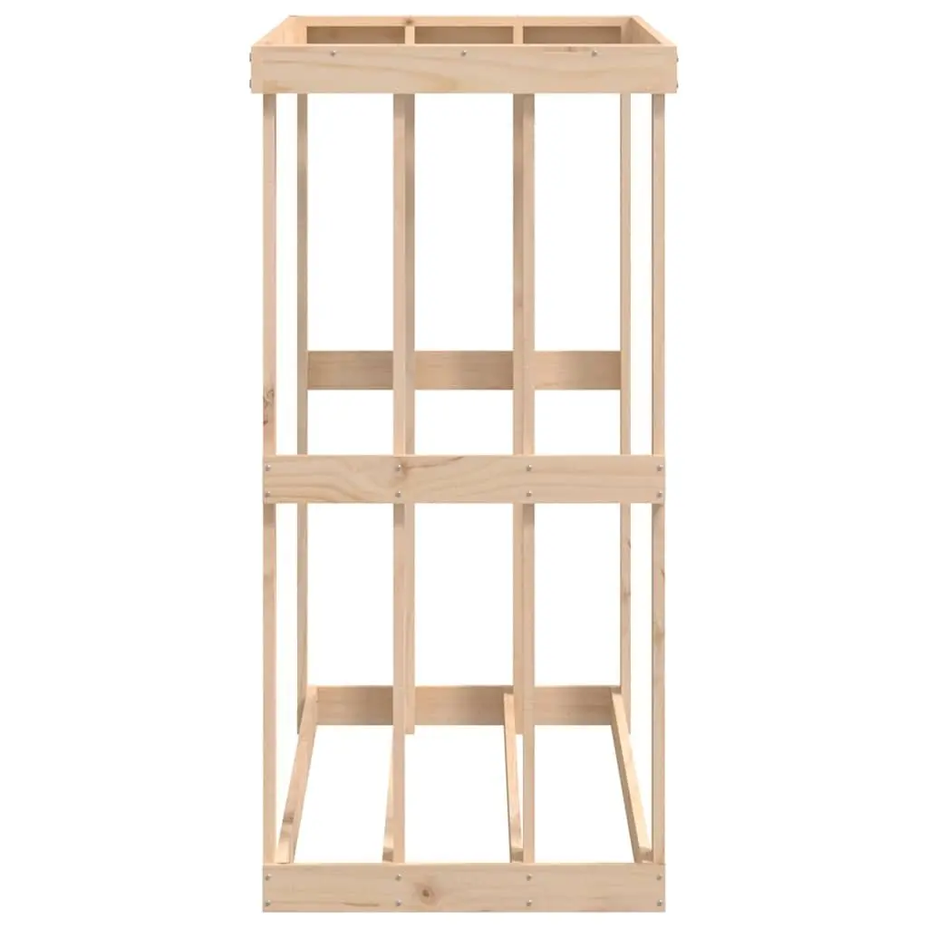 Log Holder Brown Solid Pine Wood Outdoor Storage Stand with Planter Display