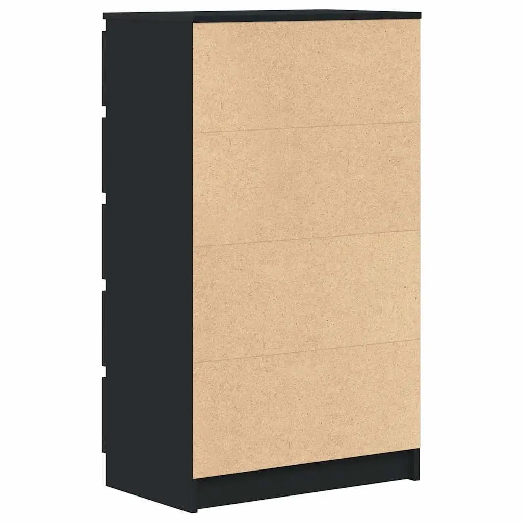 Engineered Wood Drawer Chest Black 5 Drawers Storage Cabinet with Display Surface