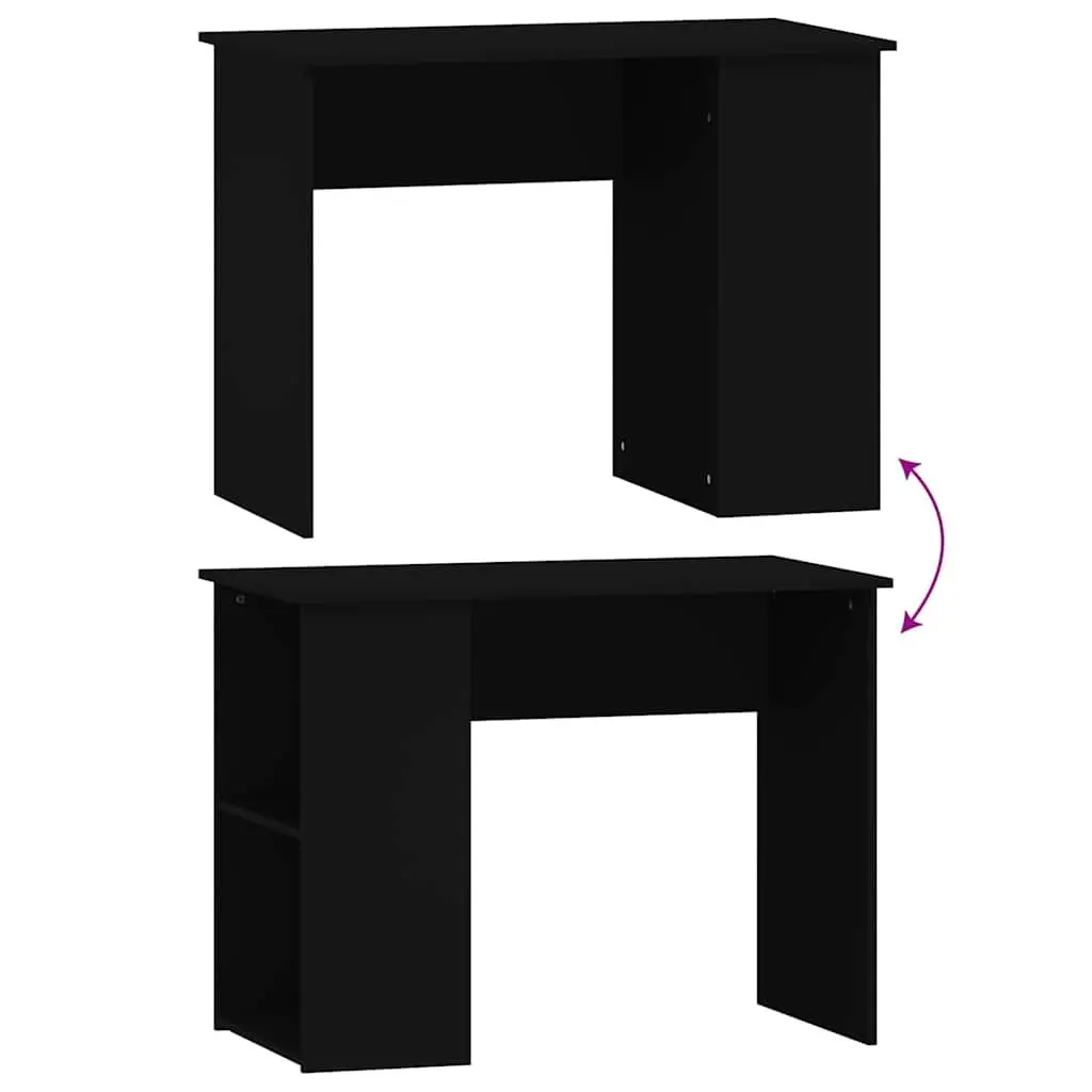 Black Office Desk with Shelves Storage Compartments Study Computer Workstation