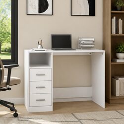 Compact White Office Desk with Storage 102x50x76cm