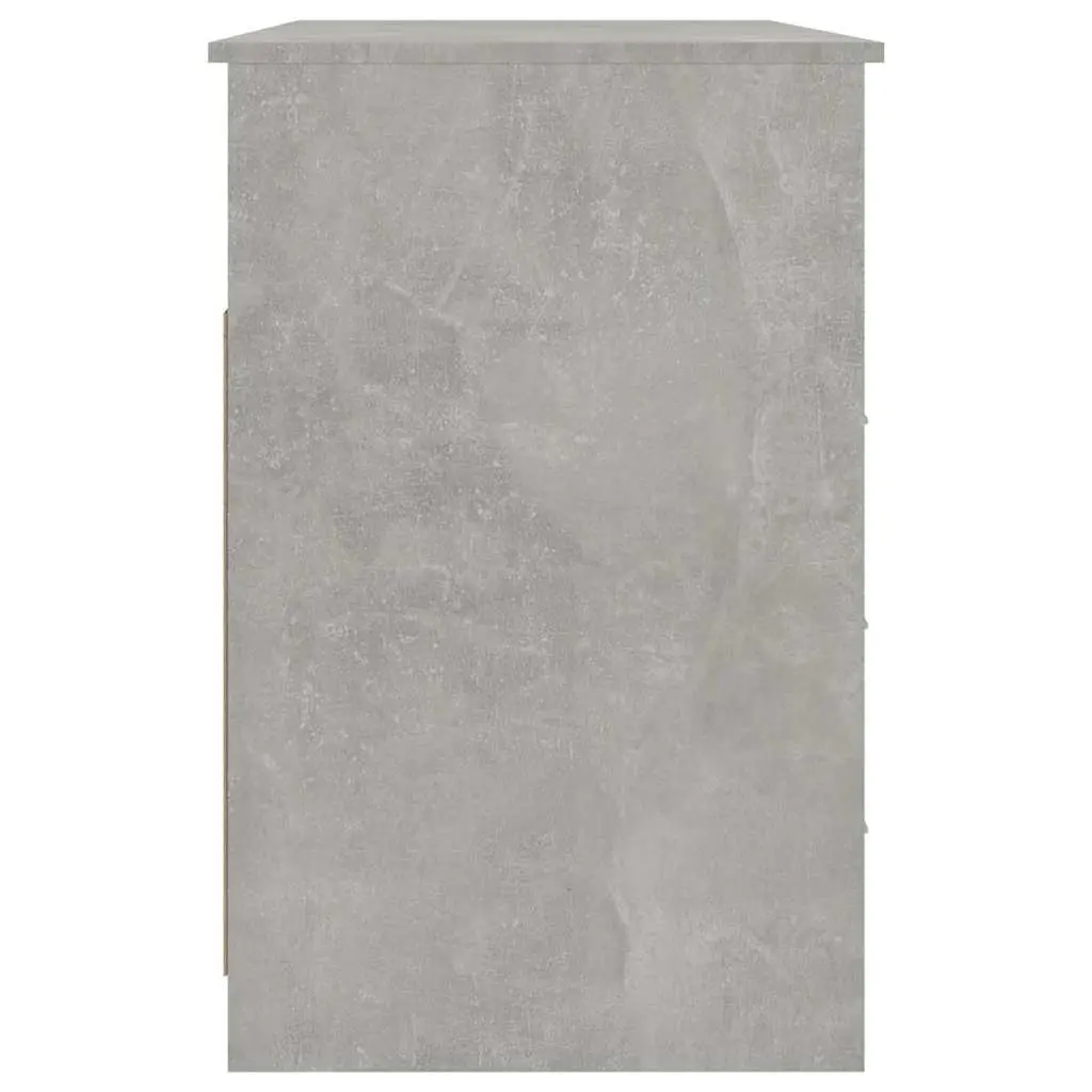Office Desk Grey Engineered Wood 3 Drawers Open Compartment