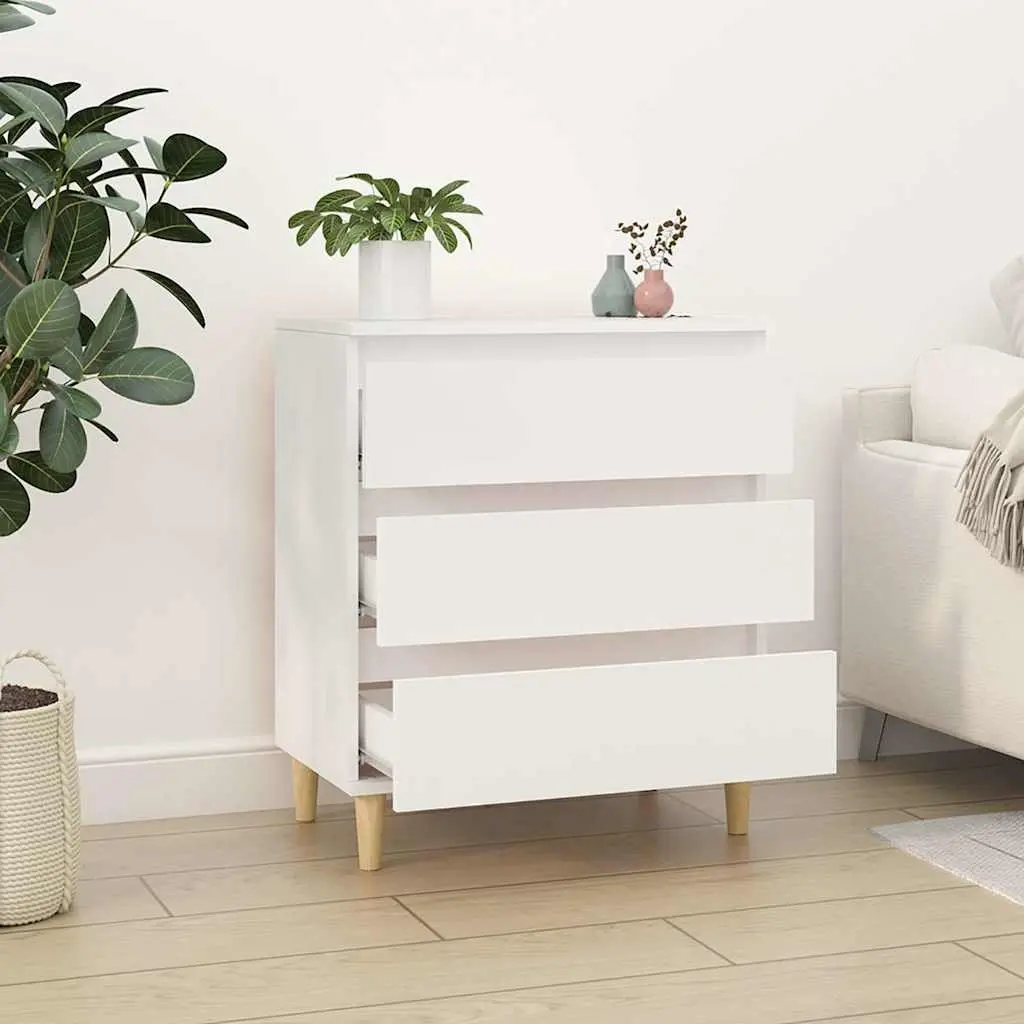 Sideboard White 60x35x70 cm Storage Cabinet 3 Drawers Engineered Wood
