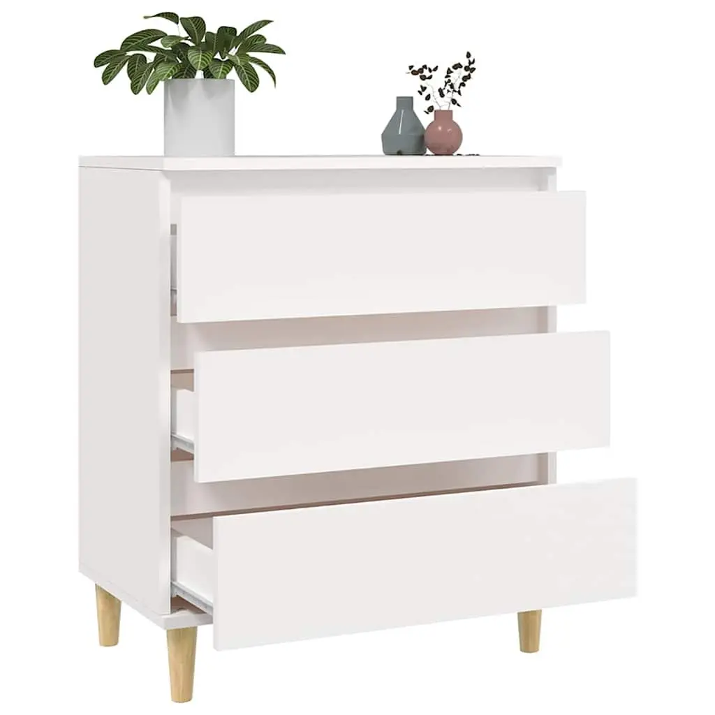 Sideboard White 60x35x70 cm Storage Cabinet 3 Drawers Engineered Wood