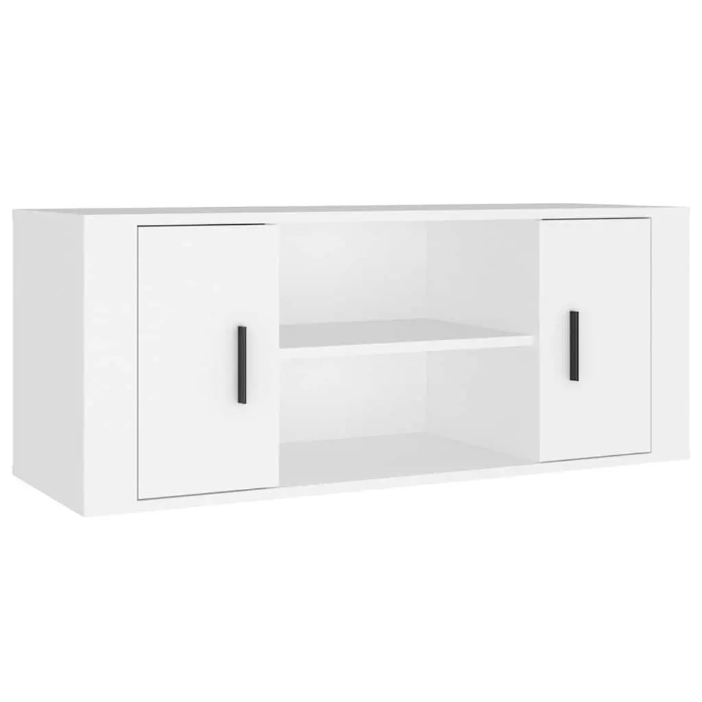 TV Cabinet White 100x35x40 cm Storage Unit with Compartments and Doors