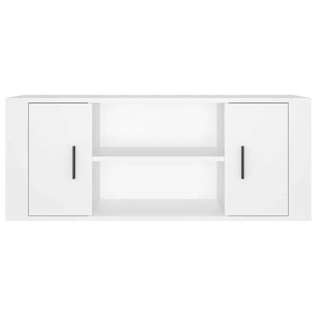 TV Cabinet White 100x35x40 cm Storage Unit with Compartments and Doors