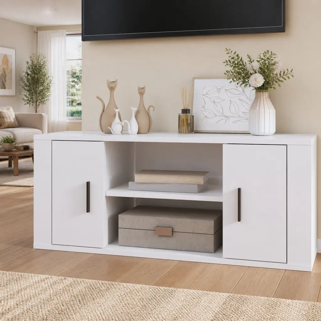 White High Gloss Engineered Wood Media Unit