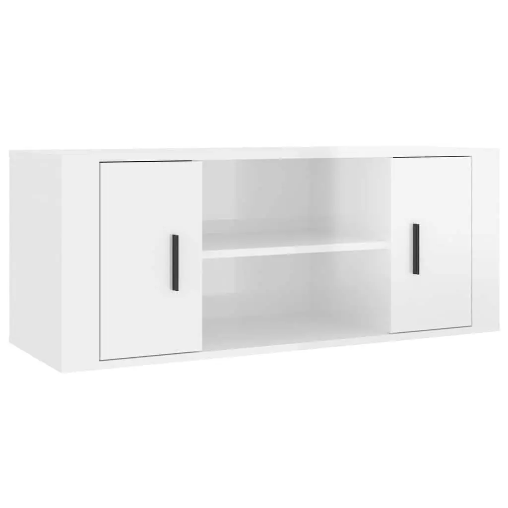 White High Gloss Engineered Wood Media Unit