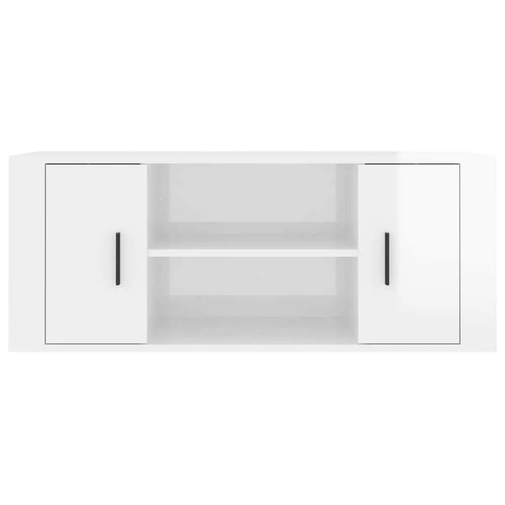 White High Gloss Engineered Wood Media Unit