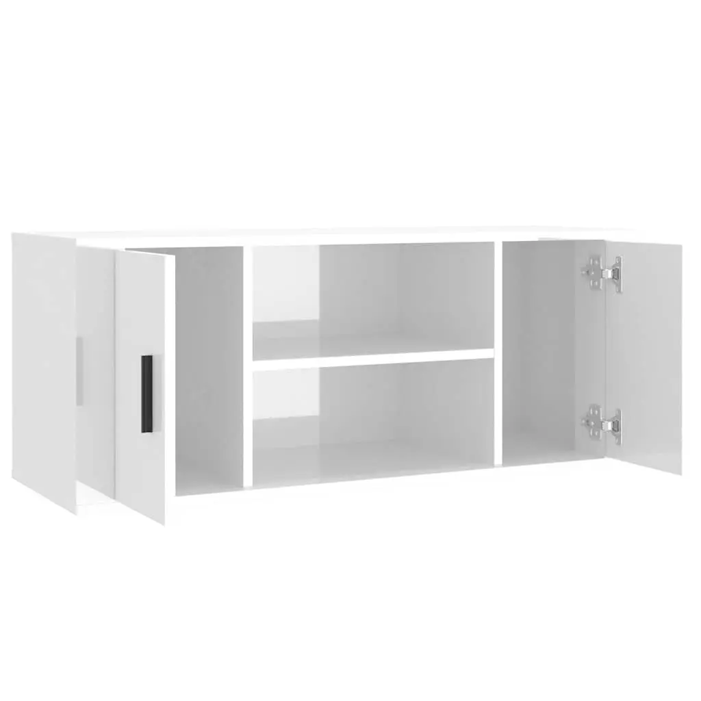 White High Gloss Engineered Wood Media Unit