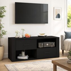 Compact Black TV Cabinet with Storage Solutions