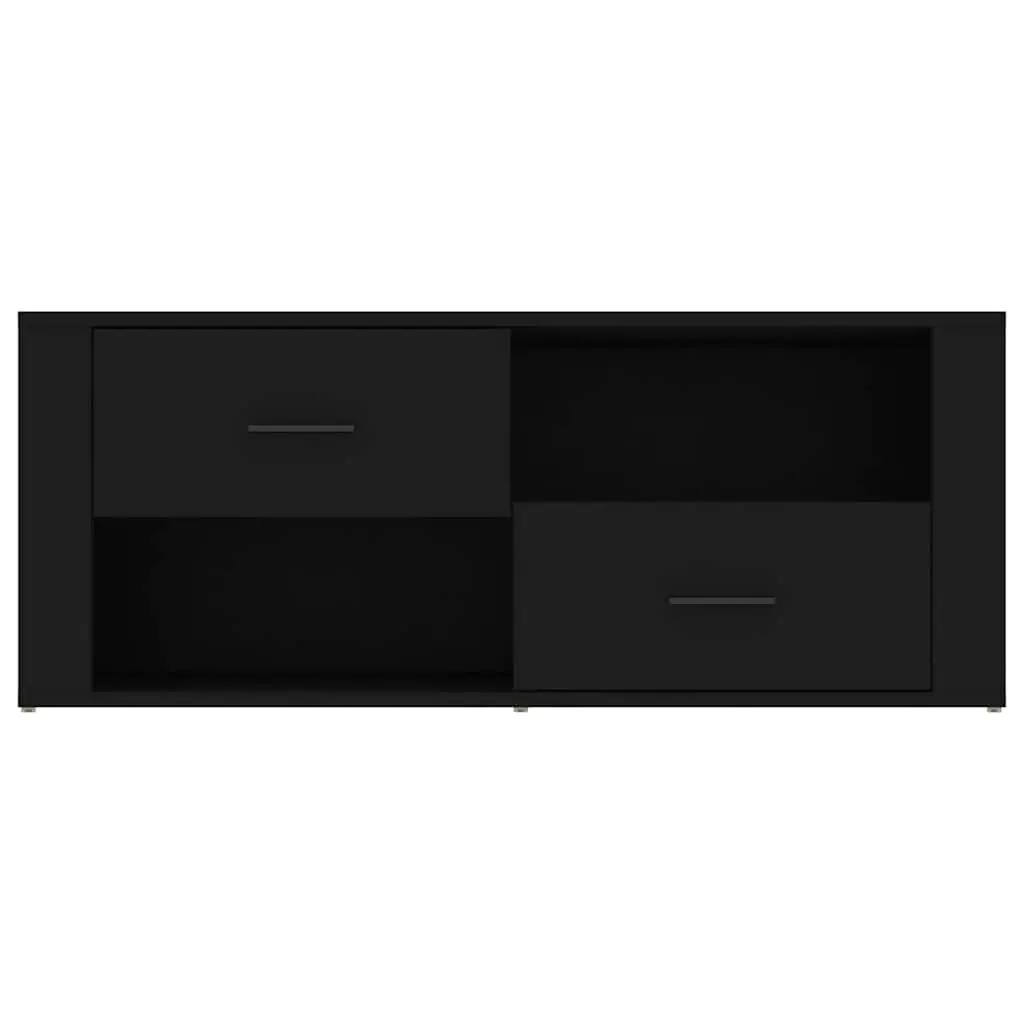 Black TV Stand Engineered Wood Media Storage Unit with Drawers and Compartments 100x35x40cm