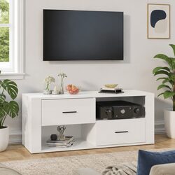 Concise Design: White TV Cabinet with Drawers