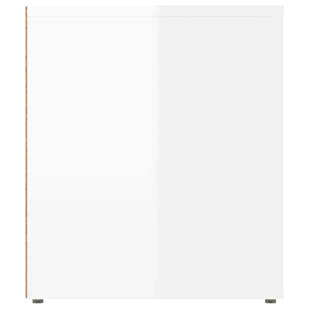 TV Cabinet White High Gloss Engineered Wood Media Storage Unit with Drawers