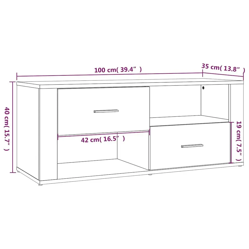 TV Cabinet White High Gloss Engineered Wood Media Storage Unit with Drawers