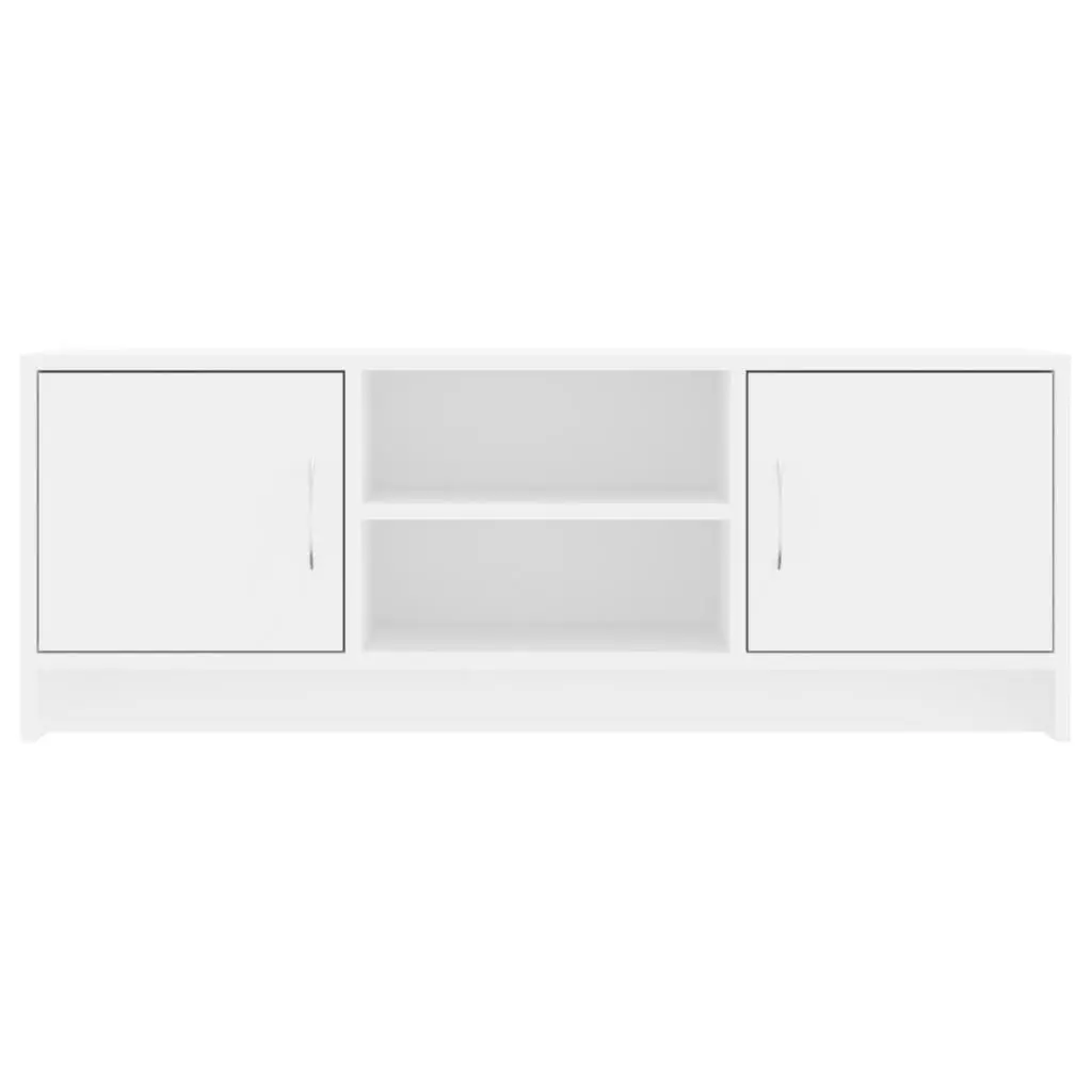 Media Stand Storage Unit White 102x30x37.5cm with Doors Organized Compartments for Entertainment Items