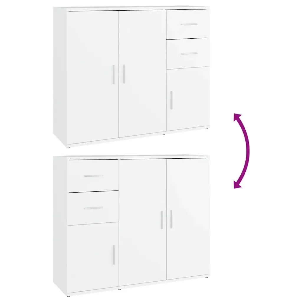 Sideboard White 91x29.5x75 cm Engineered Wood Storage Cabinet Cupboard