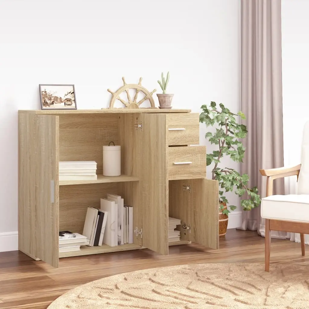 Sideboard Brown Engineered Wood 91x29.5x75cm Storage Buffet Cabinet