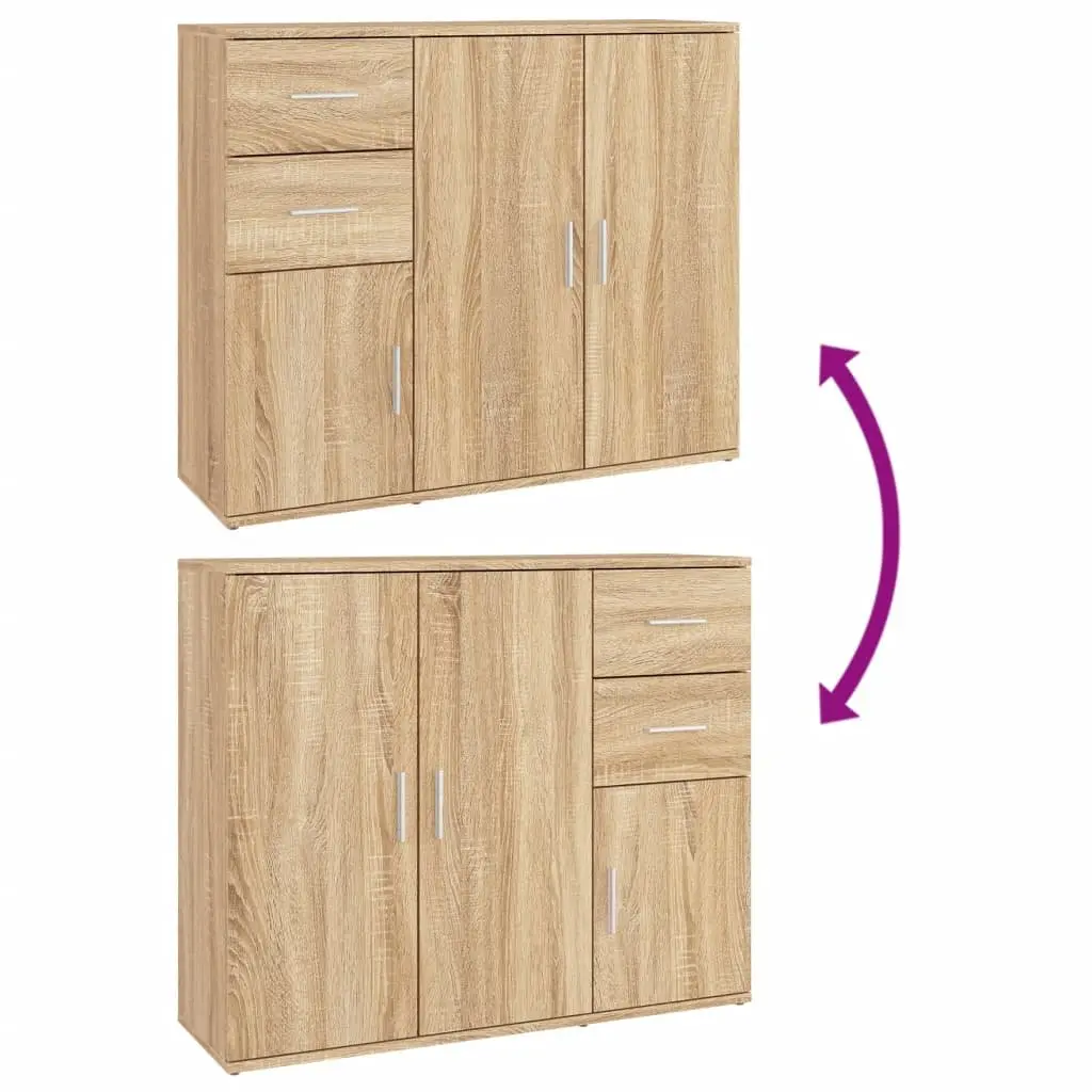 Sideboard Brown Engineered Wood 91x29.5x75cm Storage Buffet Cabinet