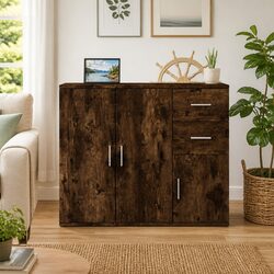 Smart and Sleek Brown Sideboard Storage Cabinet 91x29.5x75cm