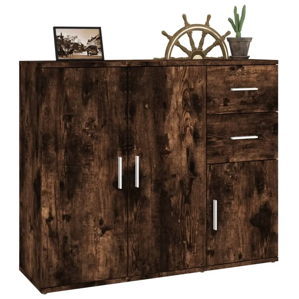 Sideboard Storage Cabinet Brown Engineered Wood 91x29.5x75cm Sturdy Construction Ample Storage
