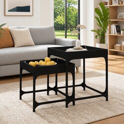 Compact and Versatile Black Side Table Set