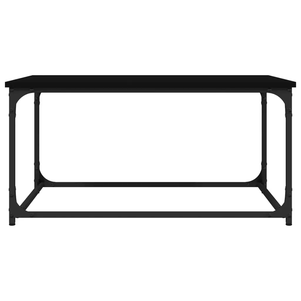 Coffee Table Black Engineered Wood Iron Frame Living Room Accent Furniture 80L x 50W x 40H cm