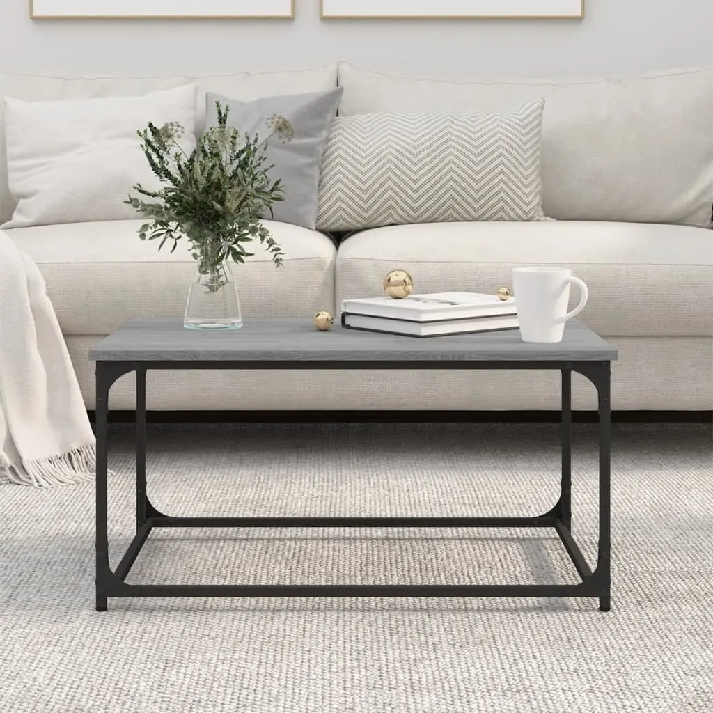 Coffee Table Grey Sonoma 80x50x40 cm Engineered Wood Top Iron Frame