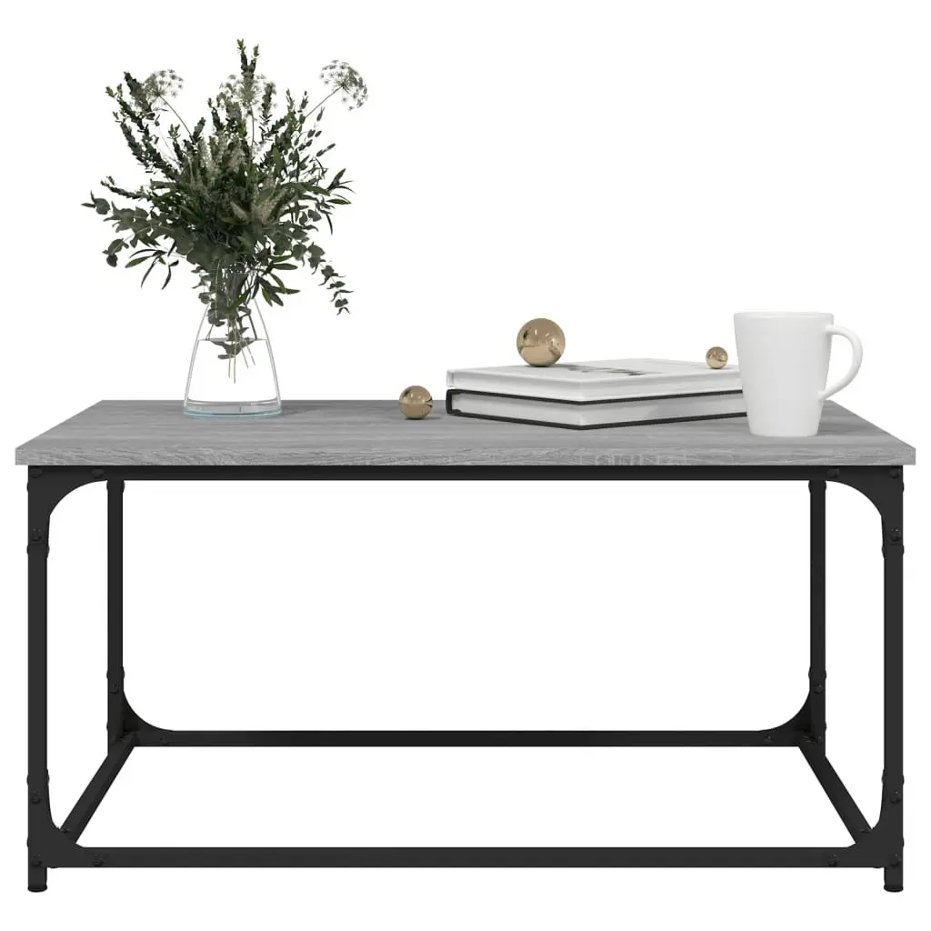 Coffee Table Grey Sonoma 80x50x40 cm Engineered Wood Top Iron Frame