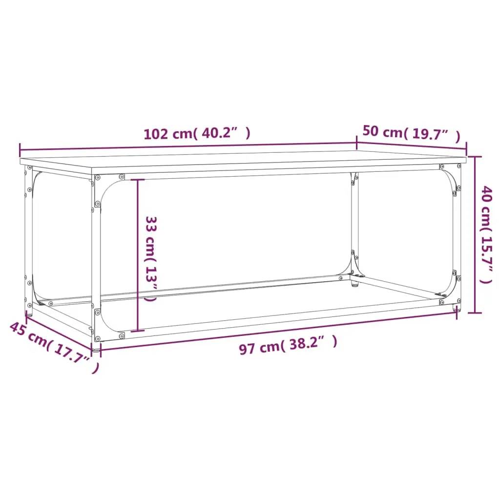 Coffee Table Black Engineered Wood Iron Frame Compact Accent Furniture